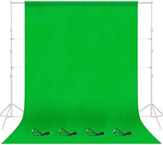 EMART 1.8x2.8M/6x9ft Green Screen Background Photography Backdrop Green Chromakey Muslin Collapsible Photo Background for Live Streaming, Zoom Meeting, 4 x Backdrop Clip Included