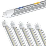 T8 T12 LED Tube Light Bulbs 4 Foot, 5 Power(10W-24W)& 6CCT(3000K-6500K) All in 1,Plug & Play or Ballast Bypass,T8 4ft Fluorescent Tube Replacement, Type A+B Tube, ETL DLC(Clear-6Pack)