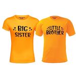 Hangout Hub Boy's & Girl's Round Neck T-Shirt Little Brother Big Sister (Yellow;Little Brother-2-4Yrs;Big Sister-10-12Yrs ;) Pack of 2 Kids Sibling Family T-Shirts