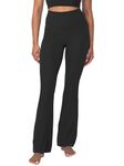 Sunzel Mini Flare Yoga Pants, High Waisted Lounge Flare Leggings with Tummy Control 34" Black Medium