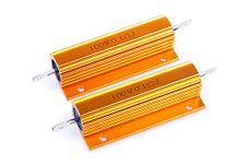 LM YN 100 Watt 0.1 Ohm 5% Wirewound Resistor Electronic Aluminium Shell Resistors Gold Suitable For Inverter, LED lights,Frequency Divider, Servo Industry 2-Pcs