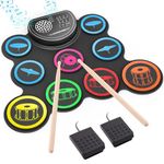 Sboet - Electronic drum set, 9 drum practice pad with headphone jack, roll up drum kit machine with built-in drum pedals and sticks 10 hours of
