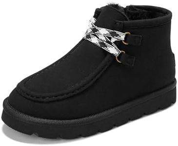 PATPAT Toddler Boys Girls Ankle Boots Size 8 Black Faux Fur Lined Side Zipper Snow Boots Girls Footwear Boys Footwear Warm Shoes Slip On
