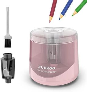 Zuukoo Electric Pencil Sharpeners, Battery Powered for Colored Pencils, High-Speed Operated Automatic & Manual Pencil Sharpener for Kids, Home School (Pink)