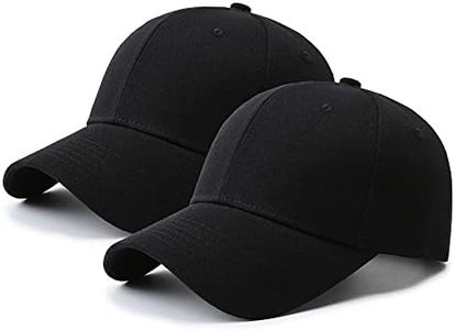 PFFY 2 Pack Adjustable Size Baseball Cap Hat for Men and Women Hat Black+Black