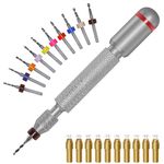 21 Pieces Hand Drill Bits Set Include 10 Pcs Metal Pin Vise Hand Drill Micro Mini Twist Drill Bits and 10 Pcs Mini Chuck Collet Set for Resin Polymer Wood Craft DIY Jewelry Making Carving