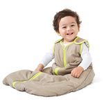 baby deedee Sleep Nest Sleeping Sack, Warm Baby Sleeping Bag, fits Infants and Newborn, Small, 0-6 Months, Khaki/Lime Green