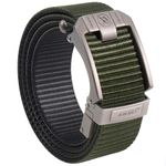 JUKMO Reversible Ratchet Belt, Nylon Web Tactical Work Belt with Automatic Slide Buckle (Green/Black, Medium-for Waist 38"-42" (Length 49"))