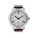 Fastrack Quartz Analog White Dial Leather Strap Watch For Men-NS3120SL01