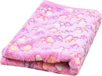 Pet Mat Paw Print Cat Dog Puppy Fleece Soft Pet Blanket Bed Cushion SML Size- Cozy Bed Cushion Perfect for Travel, Couch, and Floor