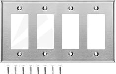 (25 PACK) Stainless Steel Outlet Covers for Decorator Switches, 4-Gang Standard Size, 4.5'' x 8.19'', Light Switch Cover Plate, Decorative Outlet Covers, Metal Wall Plate Cover, Screws Included