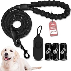 COZYPETS Correa Perro - Correa Perro de 1.5m con Mango Acolchado y Reflectante - Incluye 3 Bolsas para Caca y Dispensador - Duradera y Cómoda. Correa básica Perro pequeño, Mediano y Grande