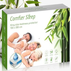 100% Bamboo Waterproof Mattress Protector King Size 150 x 200 cm – Breathable Waterproof Mattress Protector – Silent Washable Cover – Hygienic Protection