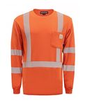 BOCOMAL FR Tee Shirts High Visibility/Hi Vis Flame Resistant/Fire Retardant Shirt 7oz Reflective Men's Safety Shirts, Orange Tee/Hi Vis, Medium