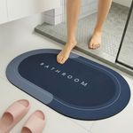 VERVENIX Pack of 1 Quick Dry Soft Water Absorbing Rectangular Bathroom Mat | Anti-Skid & Non-Slip Rubber Doormat for Home, Kitchen, Washroom | (Blue)