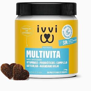 ivvi Multivitaminas - Complemento Alimenticio para Perros como Golosinas - Cuidado Completo para una Vida Feliz del Perro - 60 Golosinas de Pollo (270g)