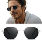 Xenon Fashion Pathan Shahrukh Khan Sunglass Black Lens Hexagon Frame Silver Metal Stylish Sunglasses, Goggles For Men's and Women's -UV protected [Pack of 1]