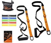 Resistance Trainer Straps Bundle | Bodyweight Fitness Training Equipment Kit + Door Anchor +5 Exercise Loop Bands | Home Suspension Workout Straps kit | Exercise Booklet | Home&Travel