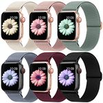 Higgs 6 Pack Straps Compatible with Apple Watch Strap 41mm 40mm 38mm for Women Men, Nylon Solo Loop Elastic Braided Sport Replacement Band for iWatch Series 8 7 6 SE 5 4 3 2 1, Stretchy Adjustable