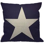 HGOD DESIGNS Blue Star Throw Pillow Cover,Abstract USA Star Design on The Blue Background Decorative Couch Sofa Bedroom Burlap Pillow Cases for Men/Women/Kids/Girls/Boy/Children Room 18x18 Inch