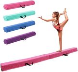 FINCOME 8FT Folding Balance Beam, Portable Gymnastics Beam Equipment with Non Slip Rubber Base & Suede Cover for Training/Practice/Professional Home Exercise