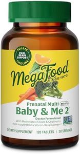 MegaFood - Baby & Me 2 Minis - Prenatal Vitamins with Vitamin B12, Iron, Methylated Folate & Choline - Supports Baby Brain Development - Before & During Pregnancy Supplements - Non-GMO, 30 Servings