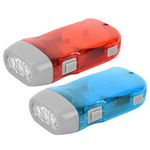 Keenso LED Hand Power Flashlight Mini 2 Pcs Shake Hand Crank Flashlight Emergency LED Light Flashlight For Outdoor Activities(Red Blue) Emergency protection hand press torch