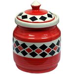 RAJ ROYAL Ceramic Storage Container Jar with Lid Storage Canister for Home Kitchen (Red) -2kg