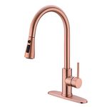 Delle Rosa Kitchen Faucet, Copper Rose Gold Kitchen Faucet, Kitchen Faucet with Pull Down Sprayer, 304 Stainless Steel Kitchen Faucet with Deck Plate