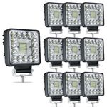 LED Tractor Work Lights, 4 Inch LED Pods Lights 123W Square 12V 24V LED Spot Beam Lights Off-Road Lights Driving Light LED Fog Light Bar for Truck Pickup SUV ATV UTV Tractor (10PCS)