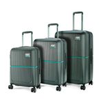 Urban Jungle by Safari Trolley Bags Set of 3, Hardside Polycarbonate Suitcase with USB Charging Port, 8 Wheels and TSA Lock Travelling Luggage for Men & Women | Caliber Collection, Forest Green