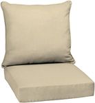 Arden Selections Outdoor Deep Seat Set, 24 x 24, Rain-Proof, Fade Resistant, Deep Seat Bottom and Back Cushion 24 x 24, Tan Leala