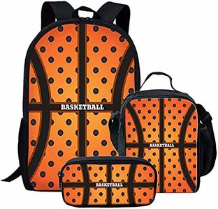 NETILGEN Sacs D'école Nouveauté Basket-Ball Sac À Dos Ensemble Teen Girls Bookbag pour Ordinateur Portable 16 Pouces avec Lunch Box Sac Et Trousse