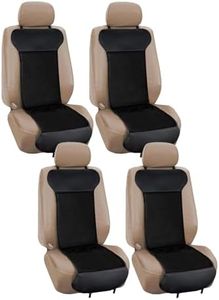 ZONETECH Car Seat Cover Travel Seat Cushion, 4 Pieces Universal Classic Black Comfortable Breathable Leather Car Seat Covers