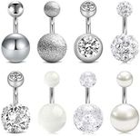 Longita 8PCS 6mm Belly Bars Belly Button Jewellery Rings 14G Stainless Steel Body Piercing Bananabells for Women Girls