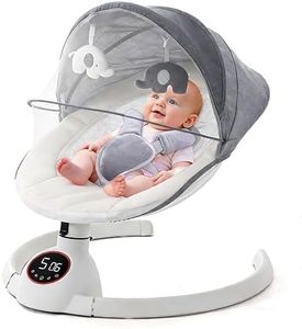 Baby Swing for Newborns - Electric Motorized Infant Swing,3 Seat Positions, 5 Speeds, Bluetooth Music, 10 Preset Melodies, Remote,Portable Baby Swing for Indoor,White