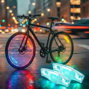 HANZE Bike Wheel Lights Rechargeable, 9-Color LED Bicycle Spoke Lights & Reflectors, 21 Lighting Modes, Motion Sensor Auto On/Off, Waterproof Night Riding Accessories for Kids & Adults (2 Pack)
