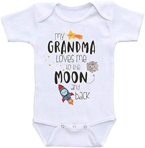 JYHOPE My Grandma Loves Me Jumpsuit Newborn Infant Funny Letter Print Romper(9-12Months,White)