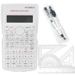 Scientific Calculators Protractor and Compass - Protractor and Compass for Geometry with Rulers and Two Set Squares and Scientific Calculators,240 Functions 2 Line 10+2 Digits,Desk Math for School