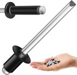 Mywish (300Pcs) 3/16" x 1/4" Black Blind Pop Rivets 3/16 Aluminum Grip and Steel Mandrel Blind Rivets, Open End 3/16 Rivets for Metal