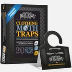 Dr. Killigan's Premium Double Potent Clothing Moth Traps with Pheromones Prime | Organic Clothes Moth Trap with Lure for Closets & Carpet | Case Making Moth Treatment & Prevention (20 Pack, Black)