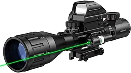 MidTen 4-16x50 AO Tactical Rifle Scope Dual Illuminated Optics & Illuminated Reflex Sight 4 Holographic Reticle Red/Green Dot Sight & Laser Sight