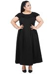 Indietoga Women's Black Solid Long Maxi Dress (Plus Size 10XL)