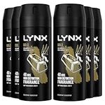 Lynx Gold Bodyspray pack of 6 48 hours of odour-busting zinc tech oud wood & fresh vanilla deodorant 150 ml