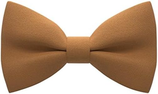 Bow Tie House Boys Classic Pre-Tied Bow Tie Formal Solid Tuxedo (Medium, Caramel)