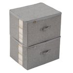 CANFOD Under Bed Storage 2 Pack, Under Bed Storage Containers, Blanket Storage Organizer, Underbed Storage Cubes, Stackable Clothes Storage Bins (XL(19.7x15.7x12.6in) for 1 comforter, Light grey)