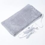 Heating Pad for Back Pain Relief, 12"x24" Large Electric Heating Pad for Shoulder/Neck/Knee/Leg Cramps, 3 Heat Settings, 2H Auto Shut Off, Moist Dry Heat Therapy, Washable (Grey)