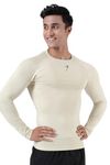 FUAARK Men's Full Sleeve Compression T-Shirt - Athletic Base Layer for Fitness, Cycling, Training, Workout, Tactical Sports Wear (Beige, S)