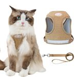 Anlitent Soft Padded No Pull Dog Harness and Lead Set for Small Sized Dogs, Step In Jacket Dog Vest Harnesses for Outdoor Walking Jogging Training All Seasons Daily Use 10lbs (Medium, Brown)