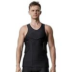 Topeter Padded Sports Vest Chest Rib Back Protection for Lacrosse Goalies Compression Shock Guard Shirt 2XL